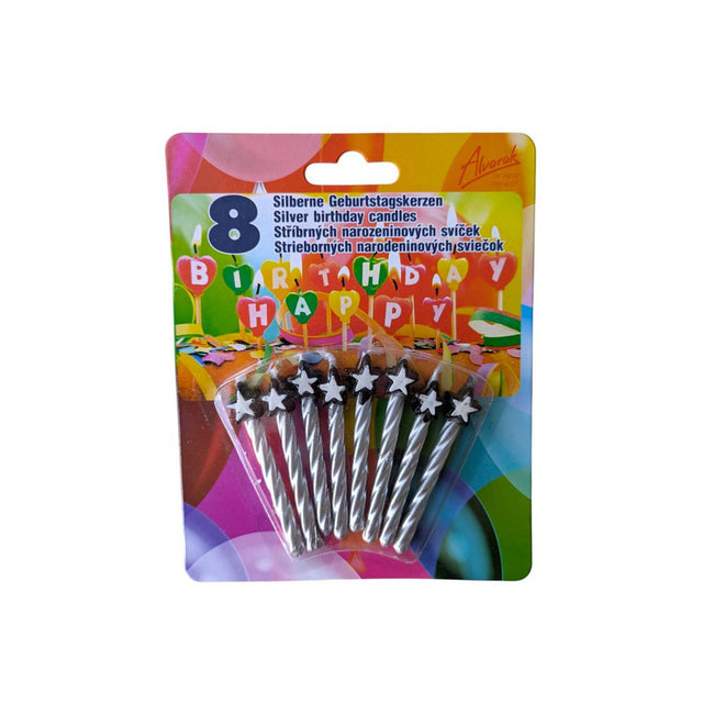 8 stříbrných narozeninových svíček s hvězdičkou (6 cm) s držáky na dort C-05.jpg#14788#2eb893d1d042
