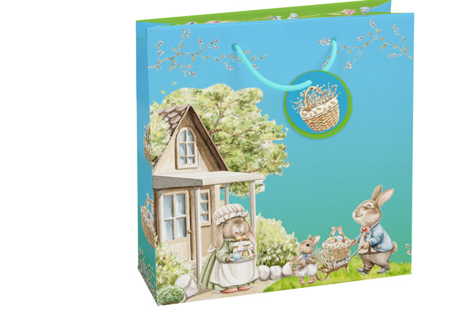 Dárková taška čtvercová-(TQ)  Quad mat  o rozměrech 15x6x14,5cm se  vzorem Velikonoc 22504 TQ.jpg