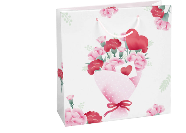 Dárková taška čtvercová-(TQ)  Quad mat  o rozměrech 15x6x14,5cm se vzorem kytice 22506 TQ.jpg#15053#cff0179f7554
