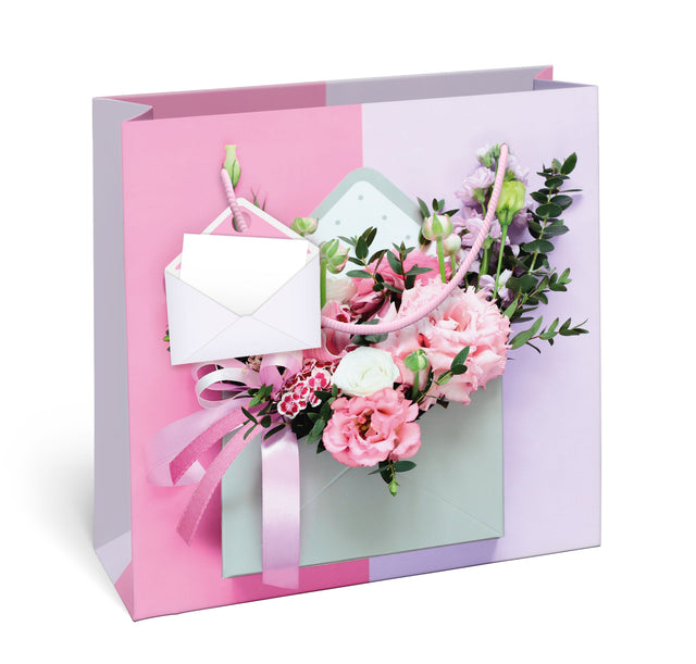 Dárková taška čtvercová-(TQ)  Quad mat  o rozměrech 15x6x14,5cm se vzorem pugetu květin 22605 TQ.jpg#15054#84187dc1d0e6