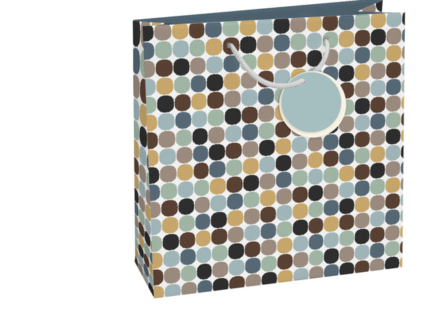 Dárková taška čtvercová-(TQ)  Quad mat  o rozměrech 15x6x14,5cm se  vzorem puntíků 22527 TQ.jpg#15042#bba832a6759e