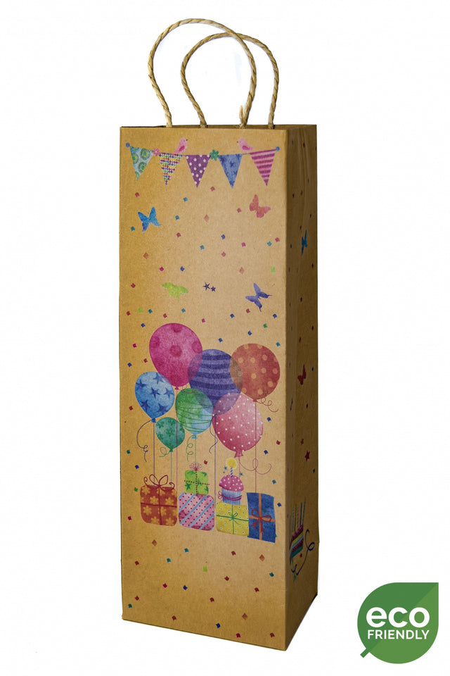 Dárková taška na láhev (TB) ECO o rozměrech 12,6x8,9x36 cm s motivem balónků 22417 TB.jpg