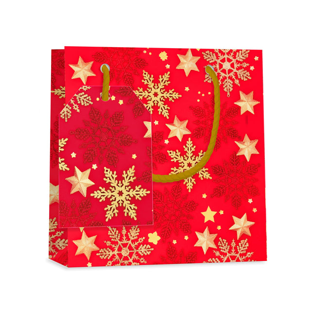 Dárková taška vánoční čtvercová (TQ) - SNĚHOVÉ VLOČKY - 15x6x14,5cm 225505 TQ.jpg#15295#38e604bc5037