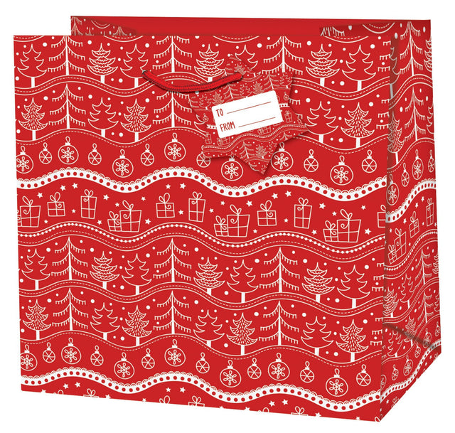 Dárková taška vánoční čtvercová (TQ) - VÁNOČNÍ STROMEČKY - 15x6x14,5cm 223516 TQ.jpg