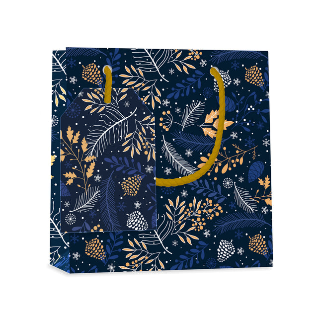 Dárková taška vánoční čtvercová (TQ) - VĚTVIČEK A ŠIŠEK - 15x6x14,5cm 225502 TQ.jpg#15338#bd9ca6f73b24