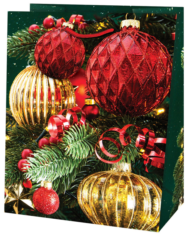 Dárková taška vánoční střední (TM) - ZLATÉ VÁNOČNÍ OZDOBY - 23x19x10,2cm 223507 TM.jpg