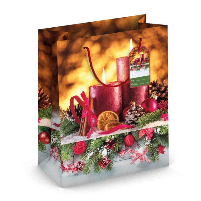 Dárková taška vánoční velká (TL) - VÁNOČNÍ SVÍČKA - 33x26,7x13,7cm 224507 TL.jpg