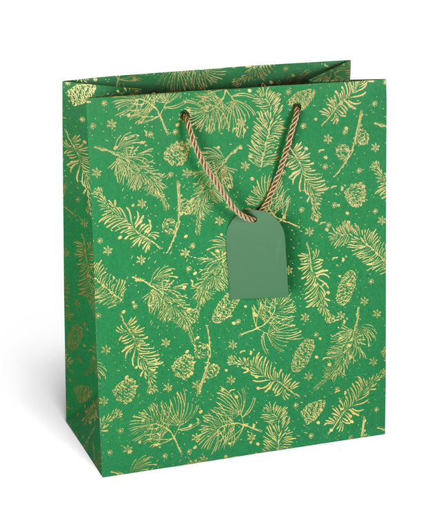 Dárková taška vánoční velká (TL) - VĚTVIČKY A ŠIŠKY - 33x26,7x13,7cm 226508 TL.jpg