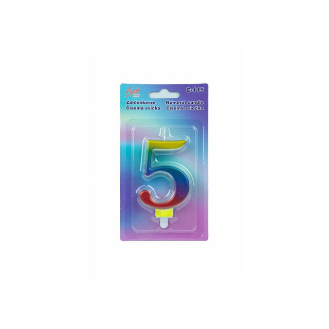 Duhová číselná narozeninová svíčka na dort 5 (9 cm)  C-115_1.jpg#14673#e6121ce22f73