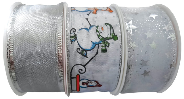 Mix vánočních hedvábných stuh s drátem nebo bez drátu - Stříbrná - 40 mm x 2 m NAV-stříbrná.jpg#17231#12665964ee85
