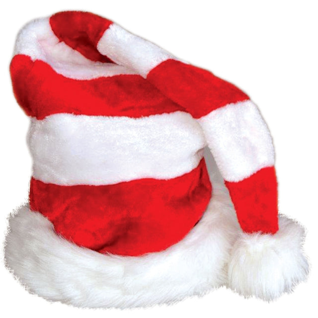 Pruhovaná dlouhá čepice SANTA z měkkého plyše, 50 cm, skvělá na Vánoce, zimu a karneval SANTA-1_1.jpg#17617#9bb21efcc189