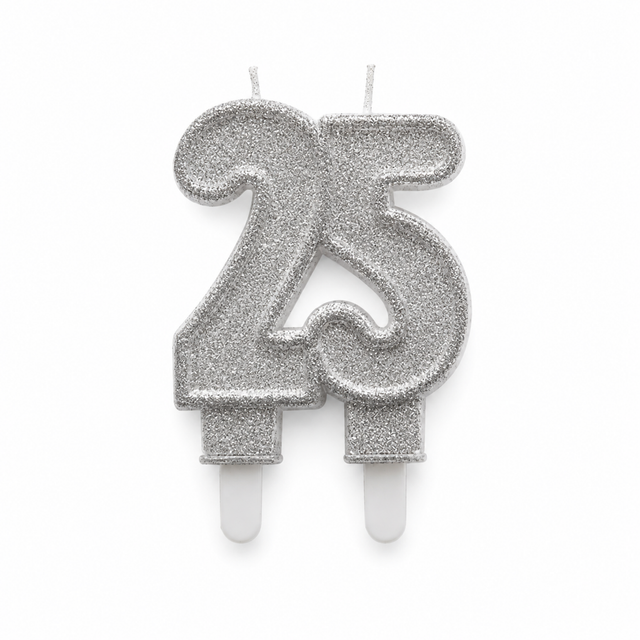 Stříbrná třpytivá číselná svíčka 25 (85 mm) C-61_S_1.png#18943#79b1391c6bcd