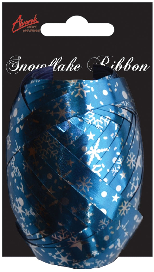 Stužková hvězdice Snowflake - Modrá se stříbrnými vločkami - 10 cm SNOW-6.jpg#17336#00bb3c6e231e