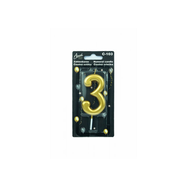 Zlatá číselná narozeninová svíčka na dort 3 (9 cm)  C-103_1.jpg#14649#a339d9ec72e6