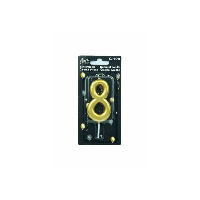 Zlatá číselná narozeninová svíčka na dort 8 (9 cm)  C-108_1.jpg#14659#7310cbd5a838