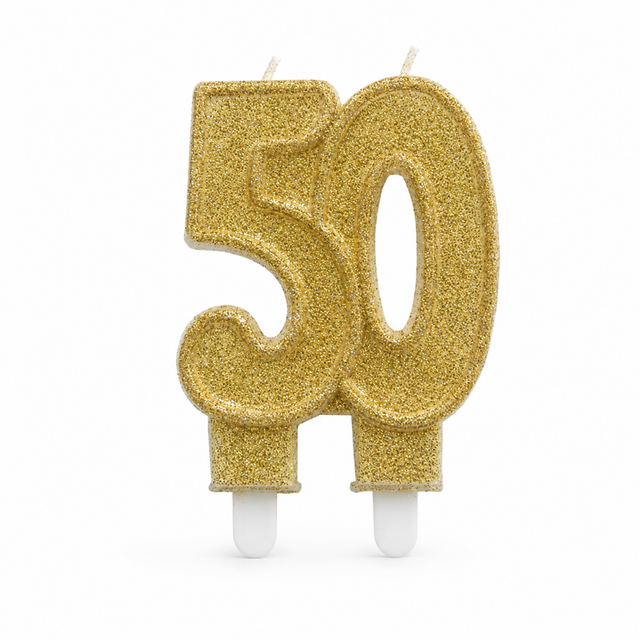 Zlatá třpytivá číselná svíčka 50 (85 mm) C-62_1.png#18946#03722e065050